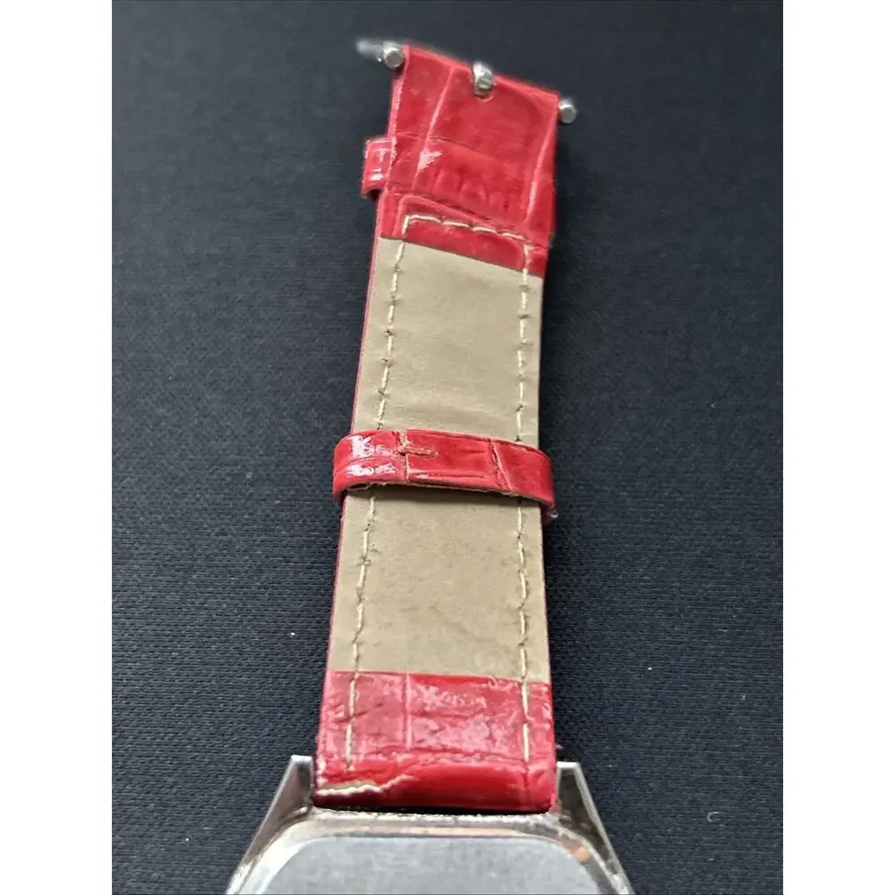 Silver Tone Red Band Women’s Quartz Watch